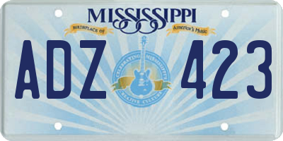MS license plate ADZ423