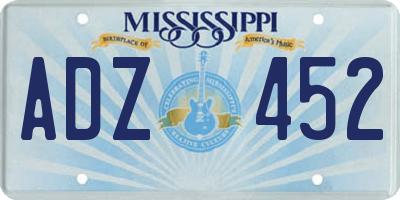 MS license plate ADZ452