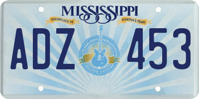 MS license plate ADZ453
