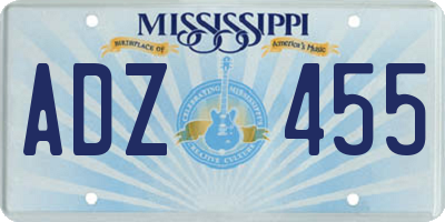 MS license plate ADZ455