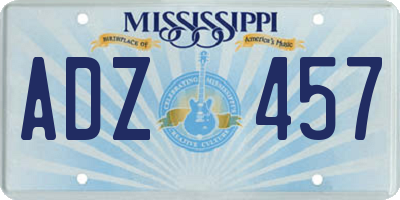 MS license plate ADZ457