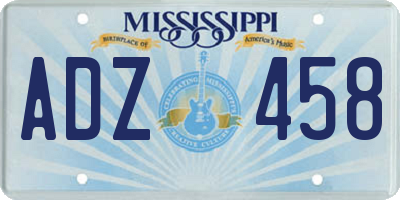 MS license plate ADZ458