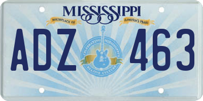 MS license plate ADZ463