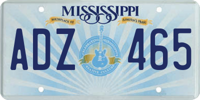 MS license plate ADZ465