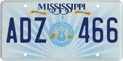 MS license plate ADZ466