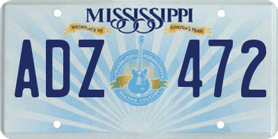 MS license plate ADZ472