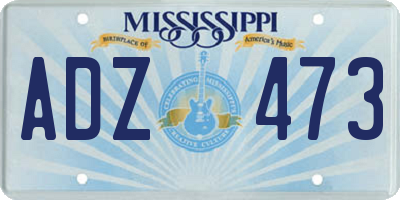 MS license plate ADZ473