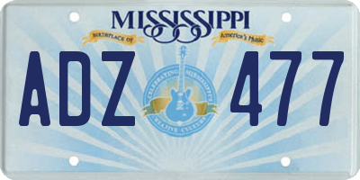 MS license plate ADZ477