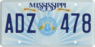 MS license plate ADZ478