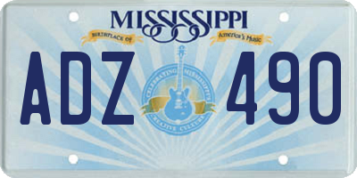 MS license plate ADZ490