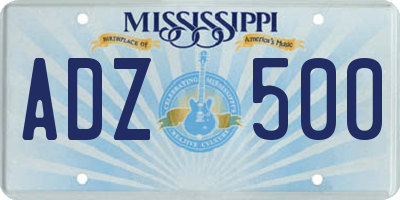 MS license plate ADZ500