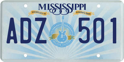 MS license plate ADZ501