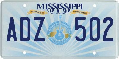 MS license plate ADZ502