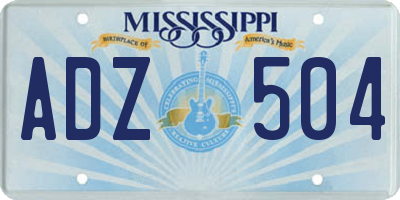 MS license plate ADZ504