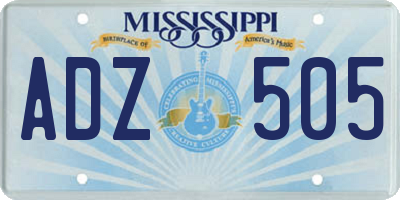 MS license plate ADZ505