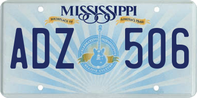 MS license plate ADZ506