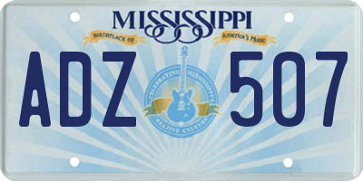 MS license plate ADZ507