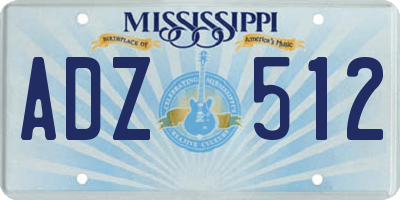 MS license plate ADZ512