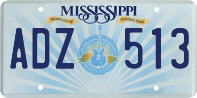 MS license plate ADZ513