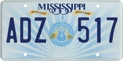 MS license plate ADZ517