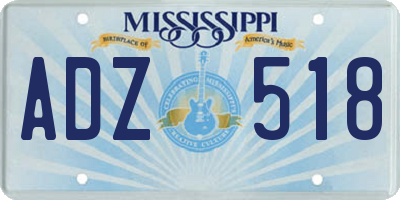 MS license plate ADZ518
