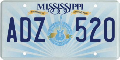 MS license plate ADZ520