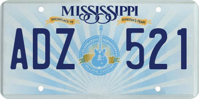 MS license plate ADZ521