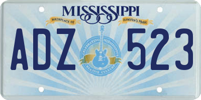 MS license plate ADZ523