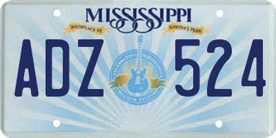 MS license plate ADZ524