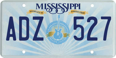 MS license plate ADZ527