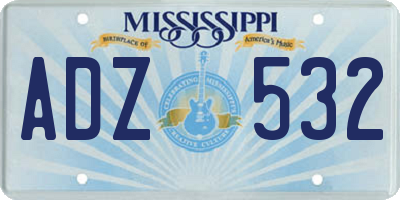 MS license plate ADZ532
