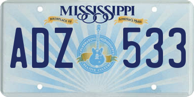 MS license plate ADZ533