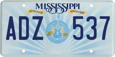 MS license plate ADZ537