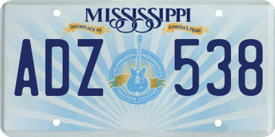 MS license plate ADZ538