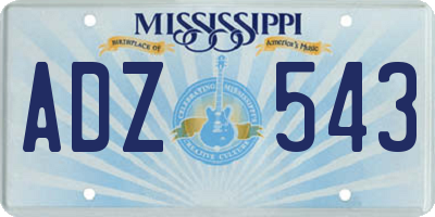 MS license plate ADZ543