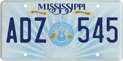 MS license plate ADZ545
