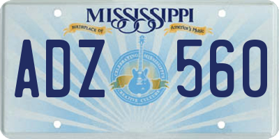 MS license plate ADZ560
