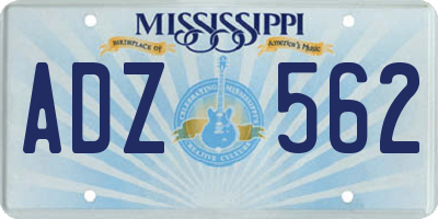 MS license plate ADZ562
