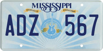 MS license plate ADZ567