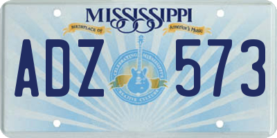 MS license plate ADZ573
