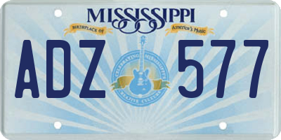 MS license plate ADZ577