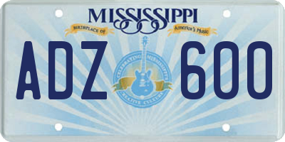 MS license plate ADZ600