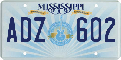 MS license plate ADZ602