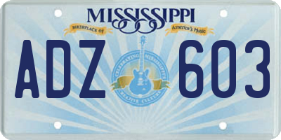 MS license plate ADZ603