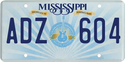 MS license plate ADZ604