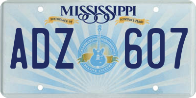 MS license plate ADZ607