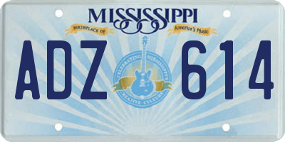 MS license plate ADZ614