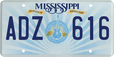 MS license plate ADZ616