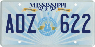 MS license plate ADZ622