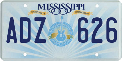 MS license plate ADZ626